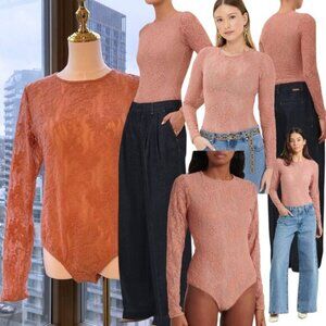 🆕 ZIMMERMANN 🧿 NWT Lace Long Sleeve Bodysuit, Blush - Sz 3 US 8 / 10